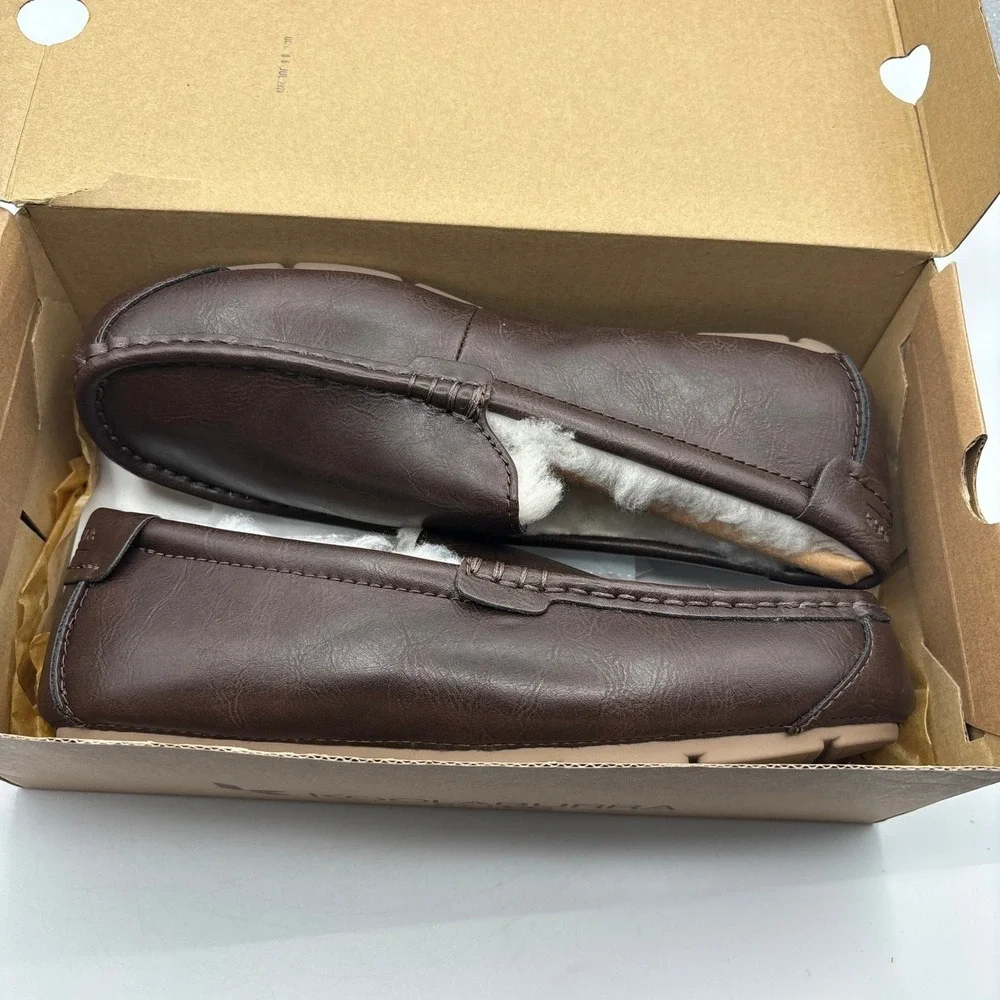 Koolaburra by UGG Tipton Smooth Slippers Mens 9 Brown Faux Fur Lined 1154810